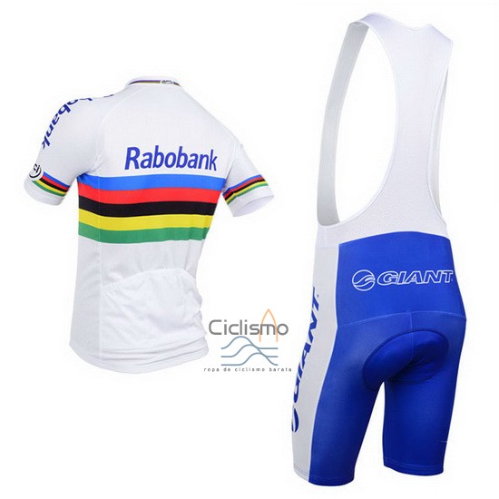 Uci Mondo Campione Lider Rabobank Ropa Ciclismo Culotte Corto 2013 Hombre Mangas Cortas Blanco